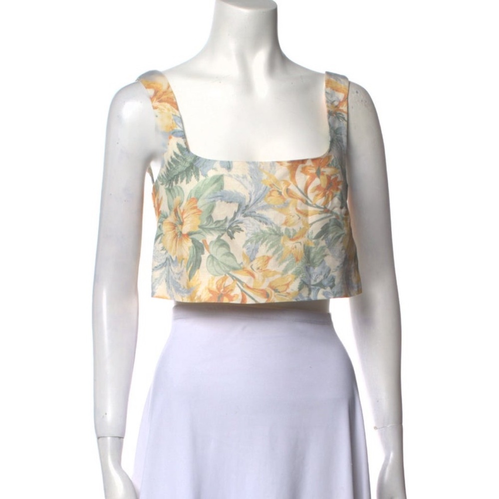 Significant Other Floral Print Square Neckline Crop Top Size S